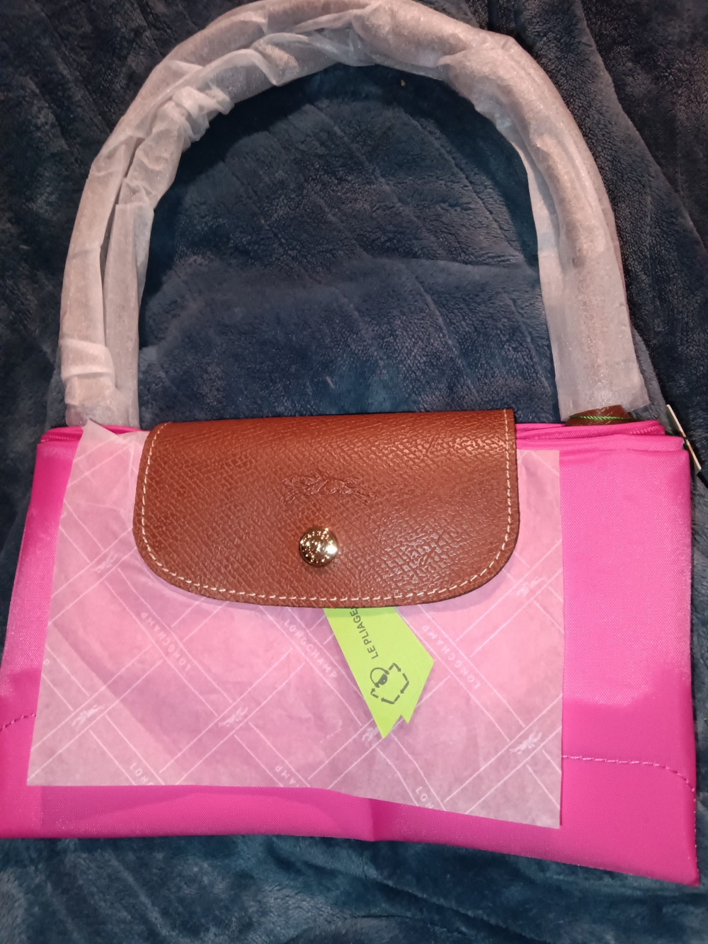 Longchamp Le Pliage Medium Nylon Leather Tote Bag- Pink